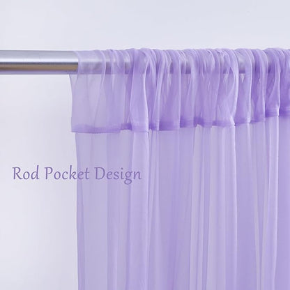 10x10 Purple Tulle Backdrop Curtains for Parties, Sheer Backdrop Curtain Wedding Photo Background Drapes for Baby Shower Photography Birthday Party
