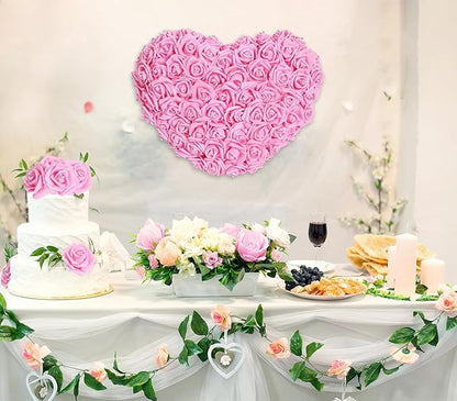 IPOPU 100pcs Pink Foam Rose Artificial Flower Bulk with Crystal 3in Real Looking Stemless Fake Roses for DIY Craft Wedding Bouquets Wall Decoration Bridal Shower Arrangement Home Decorations(Pink)