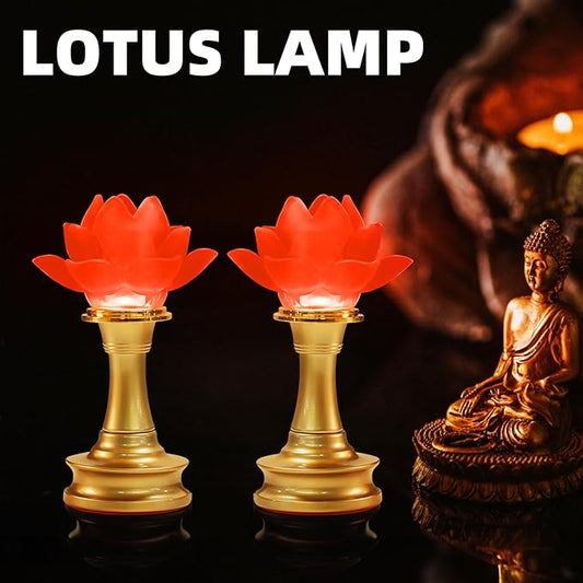 6.5inch 1 Pair-7 Color LED Lotus Flower Lamp - Lotus Buddhist Lamp Lights, Buddha Lamp Light with Adjustable Switch for Buddhist Occasions, Supplies Meditation