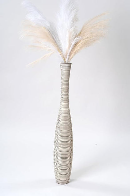 Leewadee Decorative Tall Floor Vase for Living Room Decor, 41 inches, White Wash, Resin