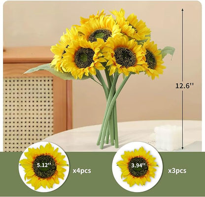 Sunflowers Artificial Flowers,7 Pcs Fake Sunflowers with Stems,Artificial Sunflower Bouquet for Sunflower Decor,Kitchen Decor,Silk Flowers for Home Decor Indoor,Flower Centerpieces for Tables