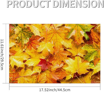 Autumn Maple Leaf Fall Placemats Set of 4 PVC Vinyl Non Slip Table Mats Heat Resistant Place Mats Washable Wipeable Dining Table Mat for Kitchen Decor Party Indoor Outdoor Decorative Gift