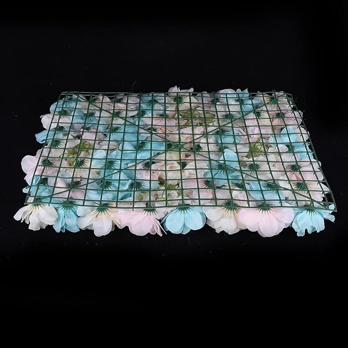 LOYALHEARTDY 12 Pack Artificial Flower Wall Panels 24" x 16" Blue & Pink Faux Hydrangea and Rose Artificial Flower Backdrop Panels for Wedding Party Event Flower Wall Decor