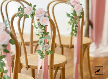 ZIFTY 5Pcs 32.5FT Pink Flower Garland Fake Rose Vines for Tea Party Mother's Day Decorations Faux Artificial Floral Garland Hanging Rose Ivy for Baby Shower Wedding Arch Ceremony Outdoor Wall Decor