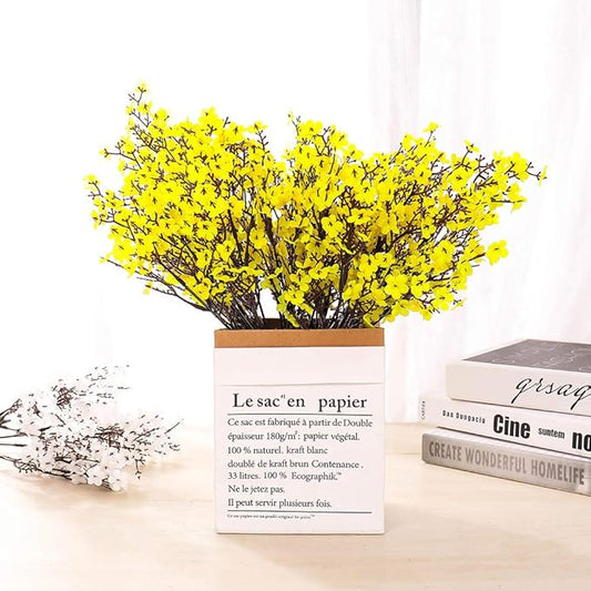 6PCS Artificial Baby Breath Flowers Fake Silk Real Touch DIY Floral Bouquets Decor Wedding Party Decoration Arrangements(Yellow)
