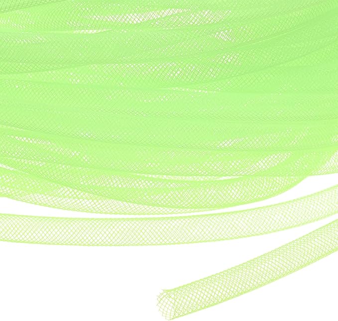 Mesh Tube Ribbon 25 Yards, 8mm Elastic Fabric Ribbons Mesh Tubing for Crafts/Gift Wrapping/Flower Bouquets/Wedding/Birthday/Holiday/Wreaths Christmas/Decoration[Light Green]