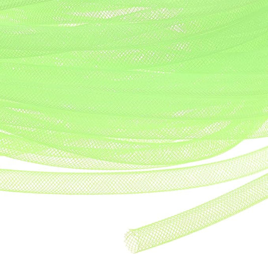 Mesh Tube Ribbon 25 Yards, 8mm Elastic Fabric Ribbons Mesh Tubing for Crafts/Gift Wrapping/Flower Bouquets/Wedding/Birthday/Holiday/Wreaths Christmas/Decoration[Light Green]