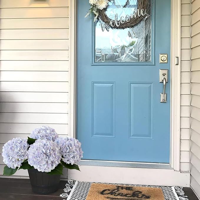 Boho Fake Hydrangea Artificial Flowers, 4Pcs 22" Large Lifelike Silk Artificial Hydrangeas, Full Fake Flowers for Bouquet Table Centerpieces Wedding Indoor Home（Light Blue Violet