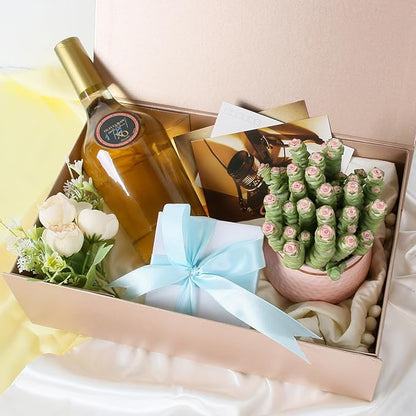 Aimyoo Gold Collapsible Gift Box with Magnetic Closure Lids 10.5x7x3 in, Bridesmaid Groomsmen Proposal Box, Medium Rectangle Box for Present Graduation Storage 3 Pack