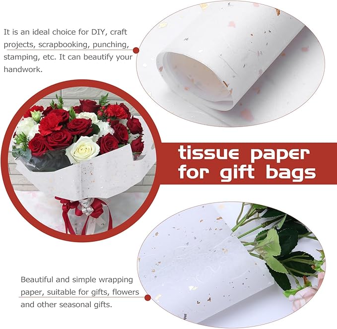 MOLUCKFU 10Pcs Metallic Foil Dot Flower Wrapping Paper DIY Packaging for Bouquets Wrap Seasonal Floral Craft Supplies