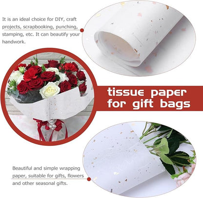 MOLUCKFU 10Pcs Metallic Foil Dot Flower Wrapping Paper DIY Packaging for Bouquets Wrap Seasonal Floral Craft Supplies