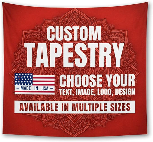 Custom Tapestry by BCB Print | Personalized Wall Hanging Decor for Home & Events | Add Your Image, Text, or Logo | HD Printed Fabric Banner | Express Dispatch & Ship | Made in USA