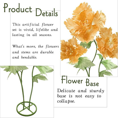Giant Paper Flowers Artificial Flower, Waterproof Durable Non-Fading 3D Floral Decor Wedding Birthday Party Banquet Home Garden Hotel Exhibition Christmas Easter Halloween Decoration,Champagne/Orange