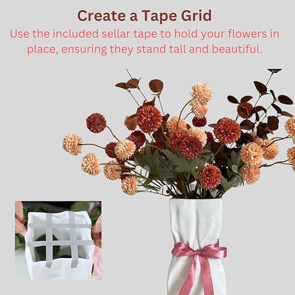 RyddeligHome Paper Bag Vase Ceramic Crinkle, Cool Vase for Flower Bouquet, Jarrones para Flores, Wide Big Flower Pot Living Room Entryway Table Decor