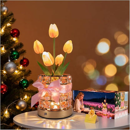 Magic Blooms for Every Moment USB Rechargeable Remote-Controlled Tulip Crystal Lamp, 12 Color Changing, 4 Flash Modes, Perfect for Home Decor, Gifts for Mom, Wife, Girlfriend, and Sister