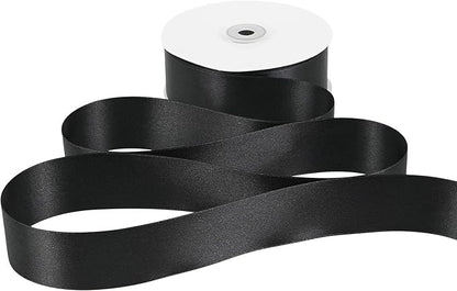 MEEDEE Black Satin Ribbon 1-1/2 Inch Black Ribbon Lux Double Faced Satin Ribbons by 50 Yards Polyester Satin Ribbons for Crafts, Weddings, Flower Bouquet, Holiday Decorating