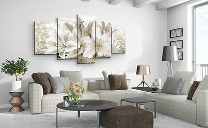 LUDUHU Arts Modern Flower Theme Wall Art - Abstract Orchid Canvas Wall Decor Flower Abstract Painting Still Life Canvas Wall Art for Home Decor (I,Oversize 40x20inch)