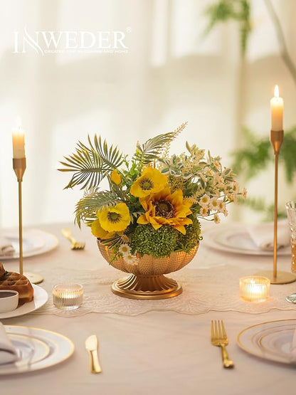 Gold Vase Centerpieces for Table: Gold Flower Vase for Wedding Centerpieces 10 Packs Mini Sized Flower Stand Arrangement Bulk for Party Event Engagement Celebration