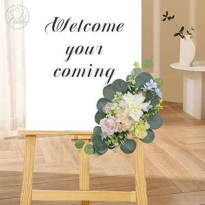 Artificial Wedding Arch Flowers for Wedding Sign,Set of 2 for Wedding Welcome Ceremony Sign,Faux Floral Swags,Wedding, Banquet and Reception Backdrop Floral Decoration (Green)