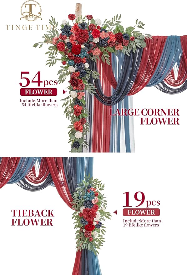 TINGE TIME Artificial Arch Flowers Kit Pack of 5, Wedding Decorations for Reception with Hanging Flowers, Wedding Arch Silk Floral Arrangements Ceremony Backdrop Bridal Shower Outdoor Party Decor