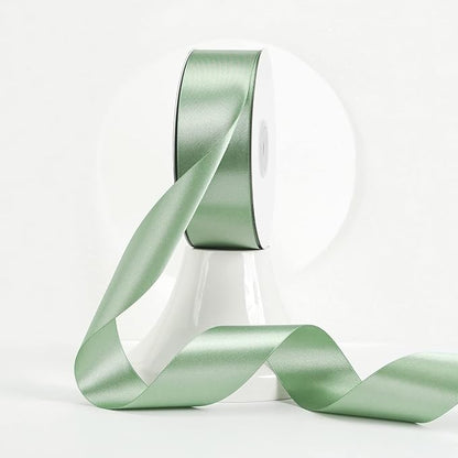 MEEDEE Sage Satin Ribbon 1-1/2 Inch Light Green Ribbon Lux Double Faced Satin Ribbons by 50 Yards Green Polyester Satin Ribbons for Crafts, Weddings, Flower Bouquet, Holiday Decorating