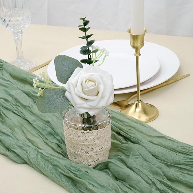 Artificial Flowers, 100pcs Artificial Rose for DIY Bouquets Arrangement, Sand White Rose Flowers Foam Fake with Stems for Wedding Shower Party Tables Home Decorations