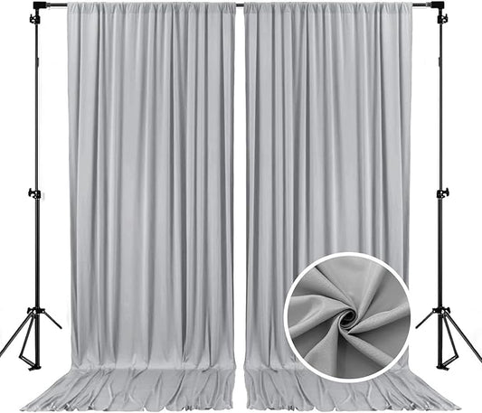 10 x 10 Feet Dark Grey Backdrop Curtain for Partie, Background Curtains for Photoshoot, Birthday, Wedding, Halloween, Thanksgiving, Christmas, New Year Party Decorations 5Ft x 10Ft, 2 Panels