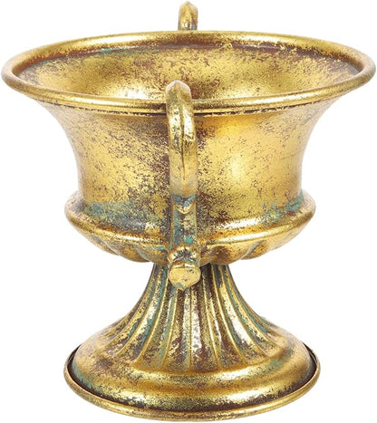 Amosfun 2pcs Vintage Urn Vase Brass Flower Pots Roman Style Trumpet Vases for Centerpieces Garden Patio Front Porch Decoration 9.2 x 6.3 Inch