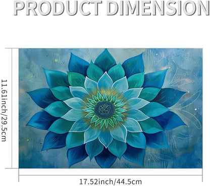 Teal Flower Mandala Placemats Set of 1 PVC Vinyl Non Slip Table Mats Waterproof Heat Resistant Place Mats Washable Wipeable Dining Table Mat for Kitchen Party Indoor Outdoor Decorative