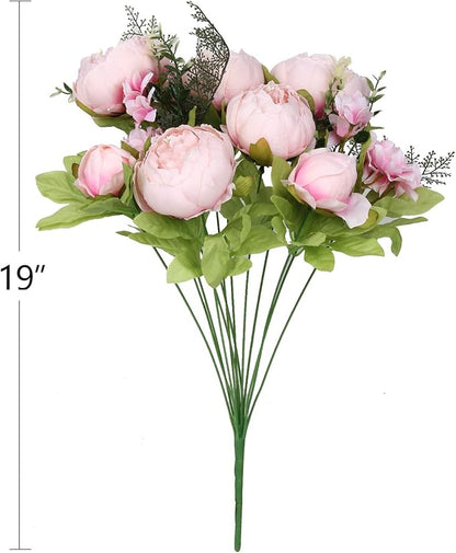 Flojery Silk Peony Bouquet Vintage Artificial Peonies Flower for Home Wedding Party Decor (1pcs, Spring Rose Pink)