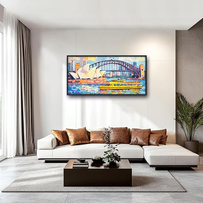 Extra Large Sydney Opera House Framed Wall Art for Living Room,Oversized Abstract Harbour Bridge Cityscape Pictures Wall Decor,Canvas Print Painting Modern Artwork Bedroom Office Bathroom 60L x 30W