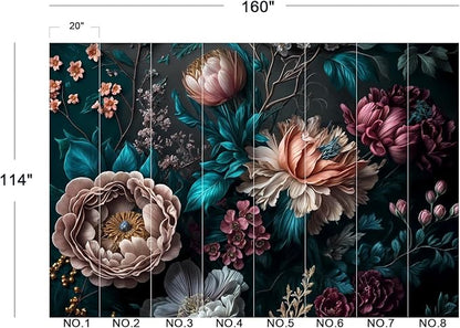 Cliouar-Peony Flowers Mural Wallpaper Peel and Stick 160" x 114"