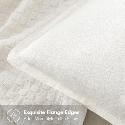 MIULEE Decorative Linen Pillow Covers 16x16 Inch Cream White Boho Farmhouse Neutral Couch Throw Pillows Christmas for Bed Pack of 2 Accent Modern Pillowcase Sofa Livingroom Home Decor