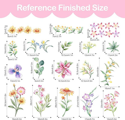 Tanlaby Retro Colorful Wildflower Wall Stickers, Garden Floral Wall Decals Retro Flower Decal Peel and Stick Wall Decals Walll Art Decor for Bedroom Office Sofa TV Backdrop
