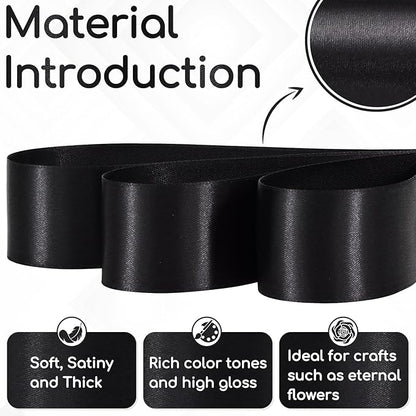 Black Satin Ribbon 1-1/2 Inch 30 Yards, Black Ribbon for Gift Wrapping, Flower Bouquet, Crafts, Halloween, Christmas, Wedding and Bow Making