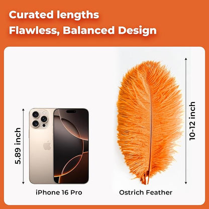 Piokio 20pcs Ostrich Feather Orange 10-12 inch (25-30cm) Bulk Feathers for Home Decoration and DIY Clothing and DIY Clothes Decoration, Gatsby Decorations
