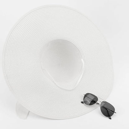 DRESHOW Beach Hats for Women Big Straw Wide Brim Summer Hat Floppy Foldable Roll up Cap Sun Hat UPF 50+