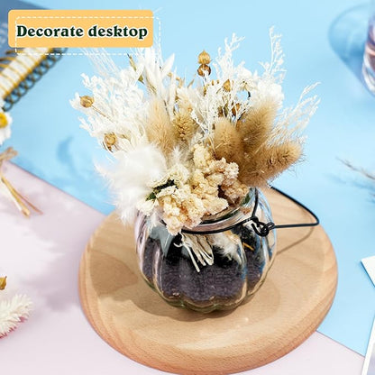 12 Pack Dried Flower Bouquet Mini Natural Pampas Grass for Crafts Small Dried Embossing Florat with Stem Boho Artificial Arrangement Wedding Derco Flowers Bundles for Vases, Wedding, Home, Party