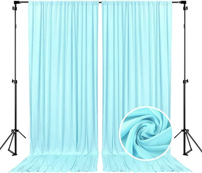 10 x 10 Feet Light Blue A Backdrop Curtain for Partie, Background Curtains for Photoshoot, Birthday, Wedding, Halloween, Thanksgiving, Christmas, New Year Party Decorations 5Ft x 10Ft, 2 Panels