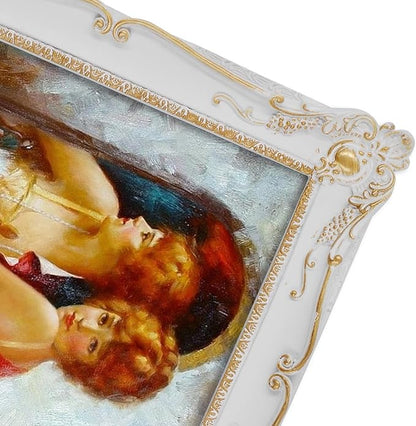 SIMON'S SHOP Vintage Picture Frames 8x10 for Wall and Tabletop, 8x10 Photo Frame in White with Gold Accents, Baroque Style Gallery Wall Frame