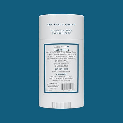 Native Deodorant | Natural Deodorant for Men, Aluminum Free with Baking Soda, Probiotics, Coconut Oil and Shea Butter | Sea Salt & Cedar