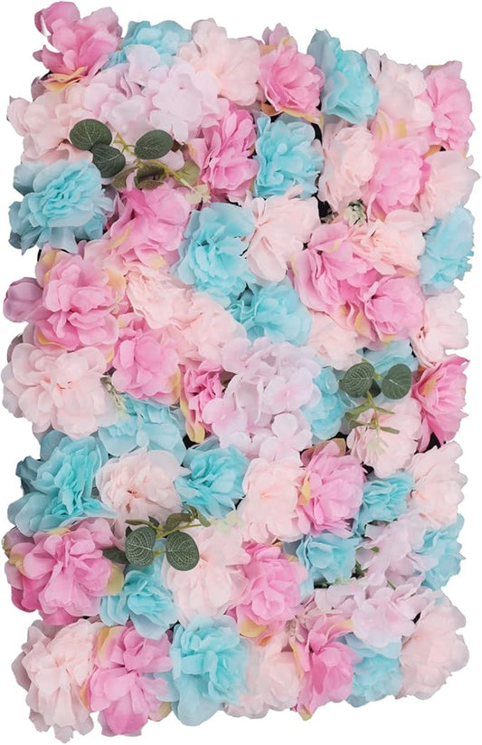 LOYALHEARTDY 12 Pack Artificial Flower Wall Panels 24" x 16" Flower Wall Panel Wall Backdrop Faux Hydrangea and Rose Flower Backdrop Panels for Flower Wall Decor Wedding Party Event Decoration