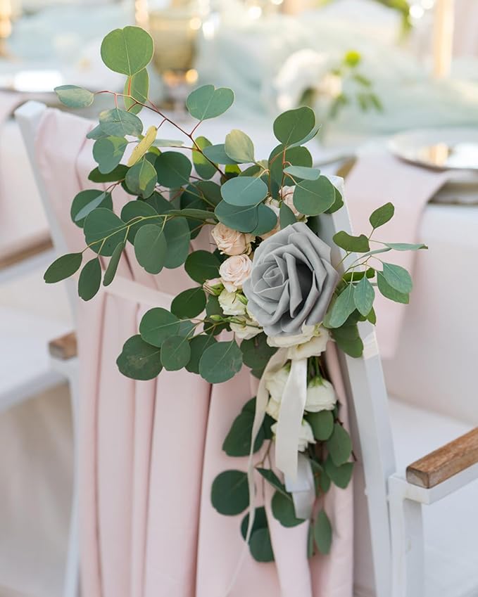 JOYLEX 100Pcs Grey Artificial Flowers Realistic Roses, Real Looking Fake Roses with Stem for DIY Wedding Bouquets Centerpieces Bridal Shower Party Home Romantic Decorations (Grey,100pcs)