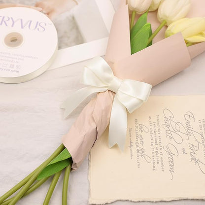 Ivory Satin Ribbon, Double Faced 7/8 Inch X 50 Yards Ivory Ribbon, Premium Satin Ribbon for Gift Wrapping, Crafts, Hair Bow Making, Sewing, Flower Bouquet, Wedding Party Decor