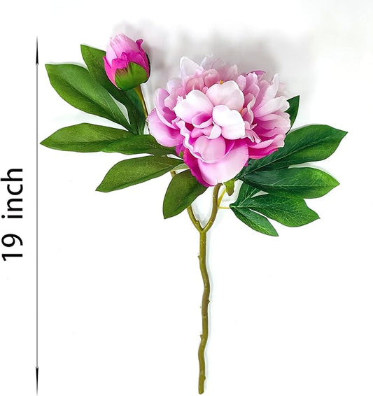 Purple Pink Peonies Artificial Flowers,5 Pcs Fake Silk Peonies with Stems Real Look,Peony Bush for Home Decor (5, Purple Pink)