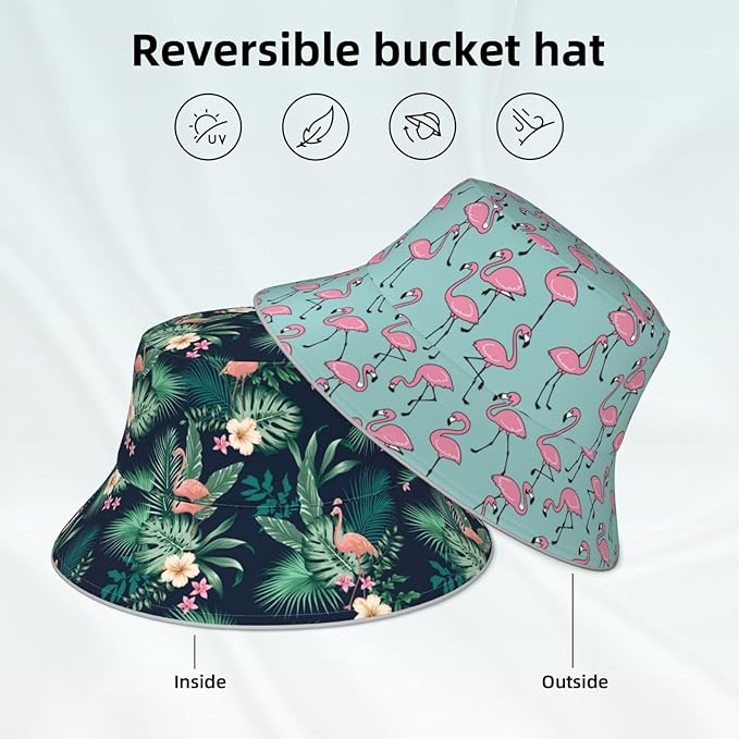 Hat Reversible Fisherman Hats Double Sided Wearing for Women Men Boys Girls