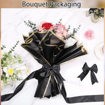 Black Ribbon 1 1/2 inch 60 Yards Satin Craft Fabric Ribbon for Halloween Decor Gift Wrapping Floral Flower Bouquet Bows Making Party Clothes Christmas Decorations