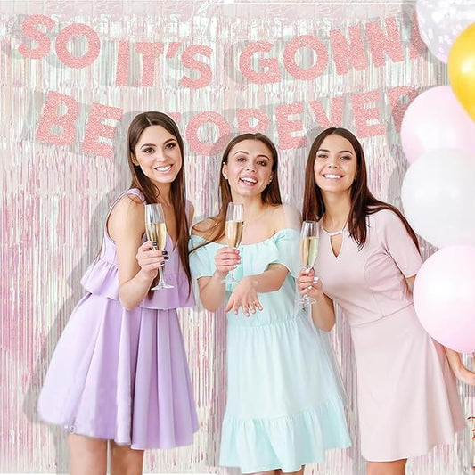 BRAVESHINE Party Decorations Iridescent Foil Fringe Backdrops - 2 Pack 3.2 x 6.5 ft Holographic Tinsel Photo Booths Pros Streamer Curtains for Easter Girl Birthdays Engagement Unicorn Parties - Clear