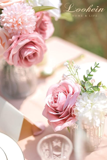Lookein Artificial Flowers for DIY Wedding Decoration Bridal Bouquet Table Centerpieces Flower Garland Wreaths Aisle Arch Flower Decoration Home Decor, Dreamy Blush