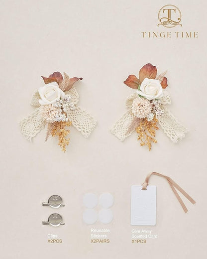 TINGE TIME Artificial Shoulder Corsages Flowers, Set of 2, Mother of The Bride Floral Corsage for Wedding Ceremony Anniversary Formal Dinner Party (Burnt Orange & Earth)